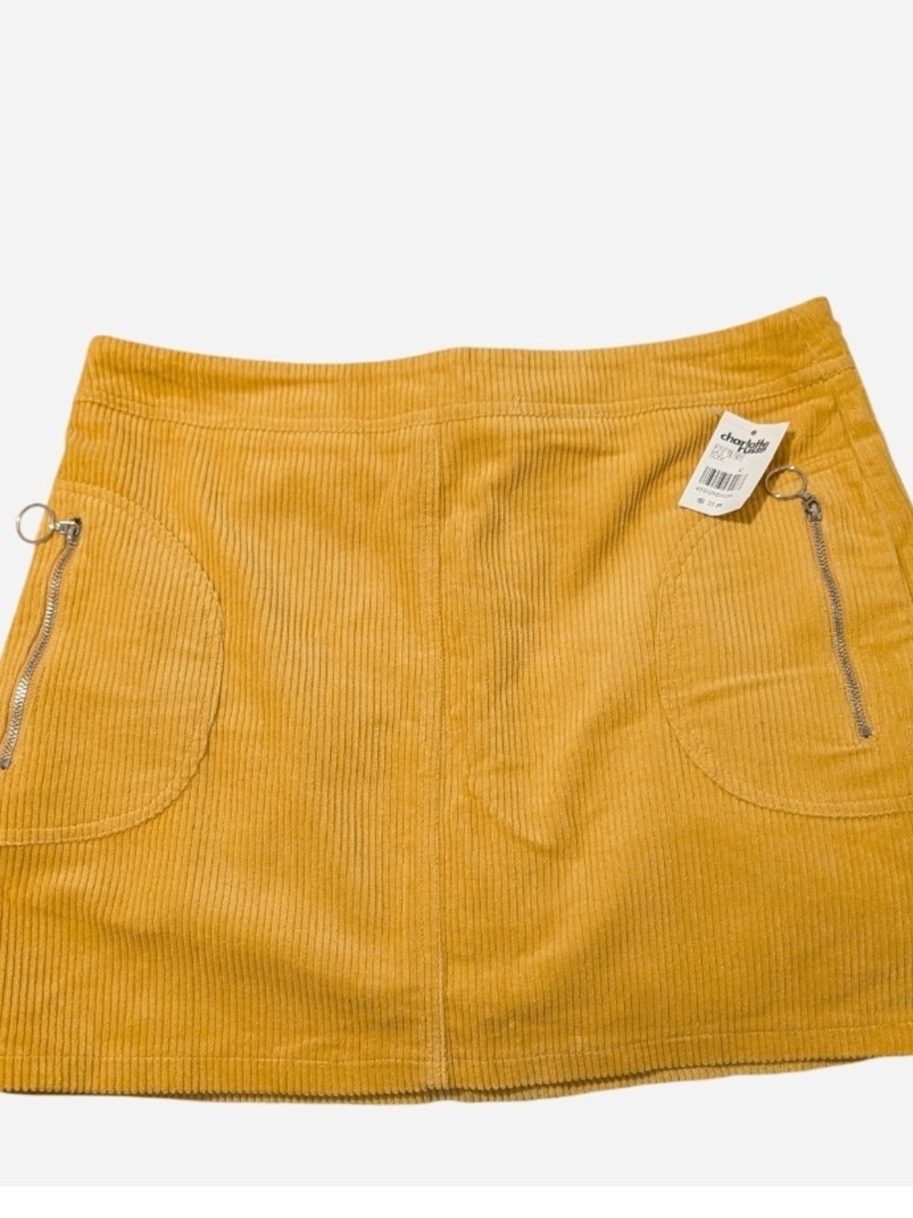 Charlotte Russe Mustard Yellow Corduroy Mini Skirt with Ring Zipper
